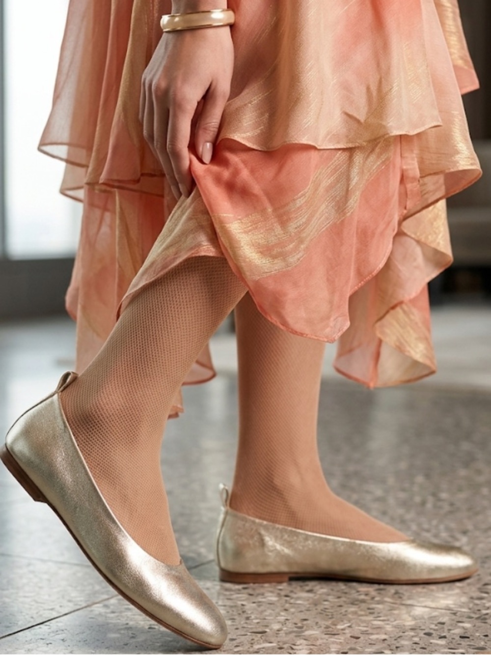 Andre Assous Nalah Platino NALAH-PLA Metallic Gold Ballet Flats Size 6